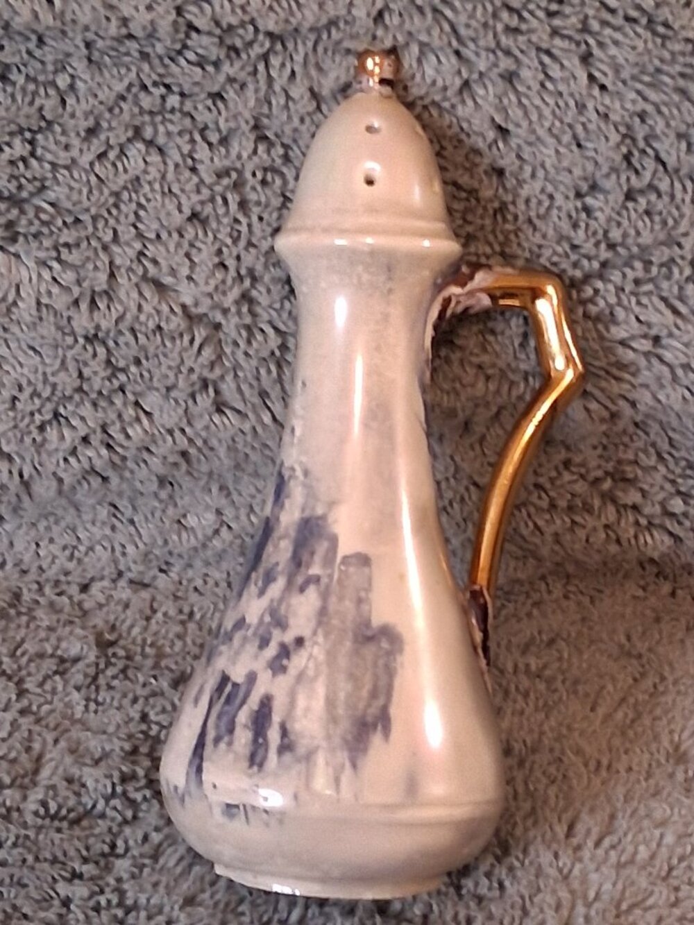 Vintage 1960s Studio Pottery Shaker Signed Lillie H 1963 Luster Gold Trim - Picture 5 of 7
